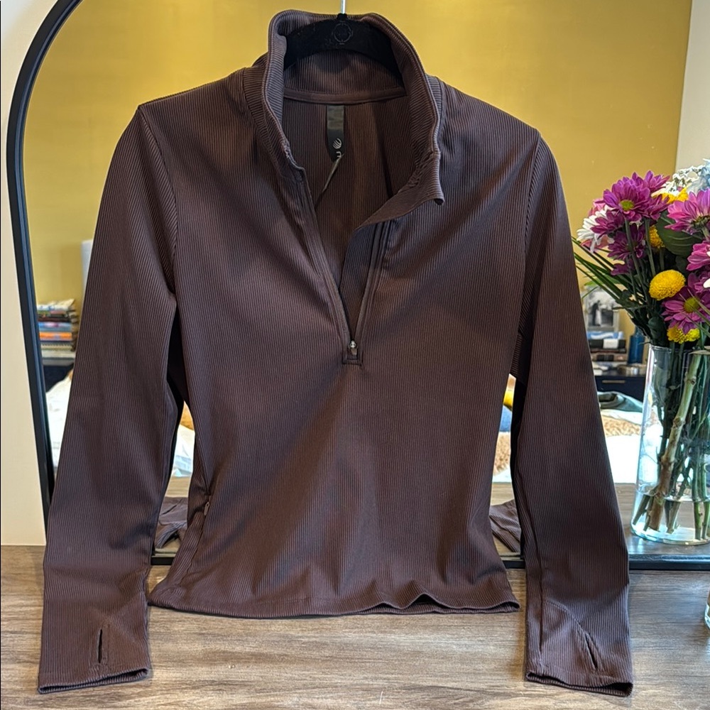 MPG Sport Chocolate Brown Ribbed Pullover